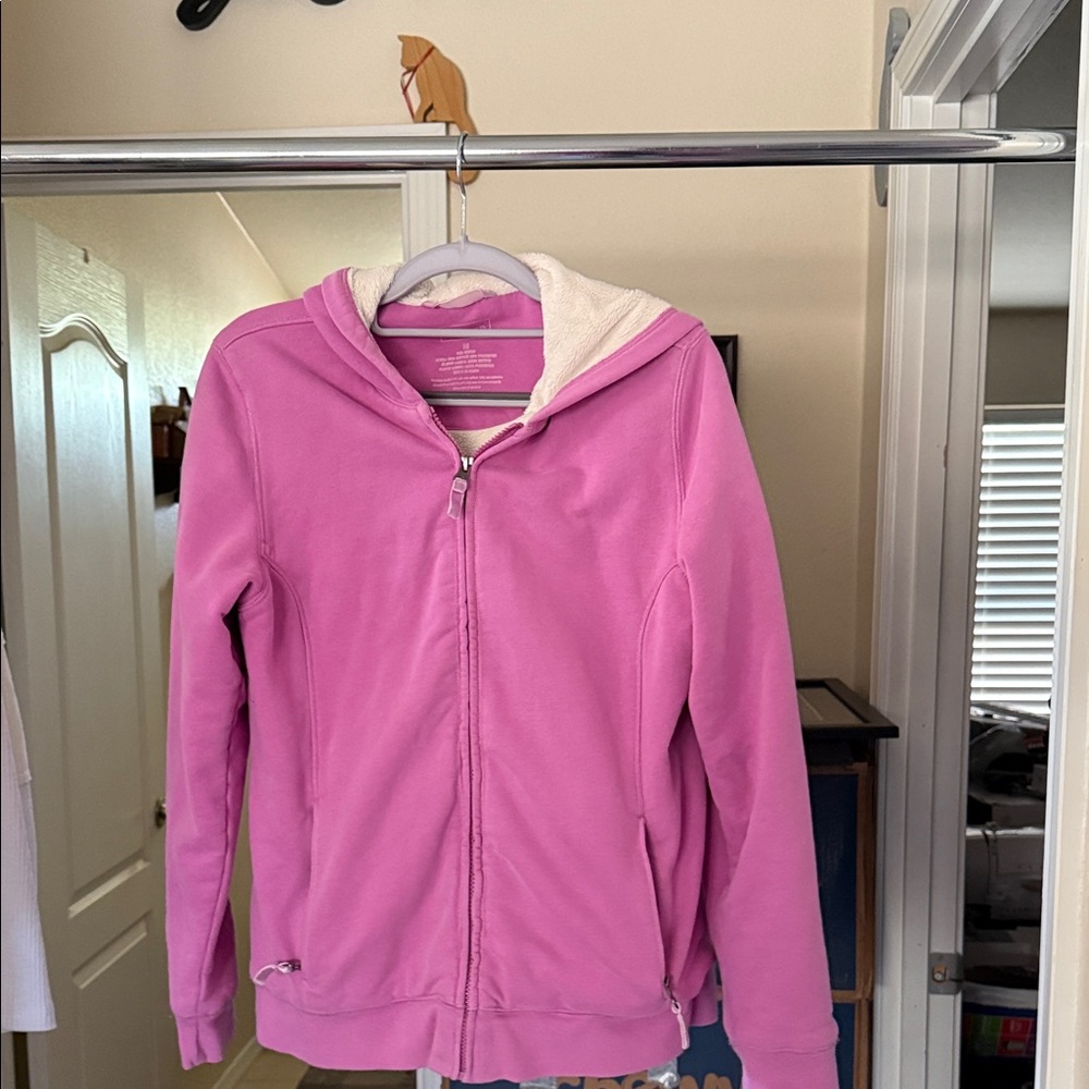 L.L. Bean Pink Hooded Sherpa-Lined Jacket - Picture 3 of 4